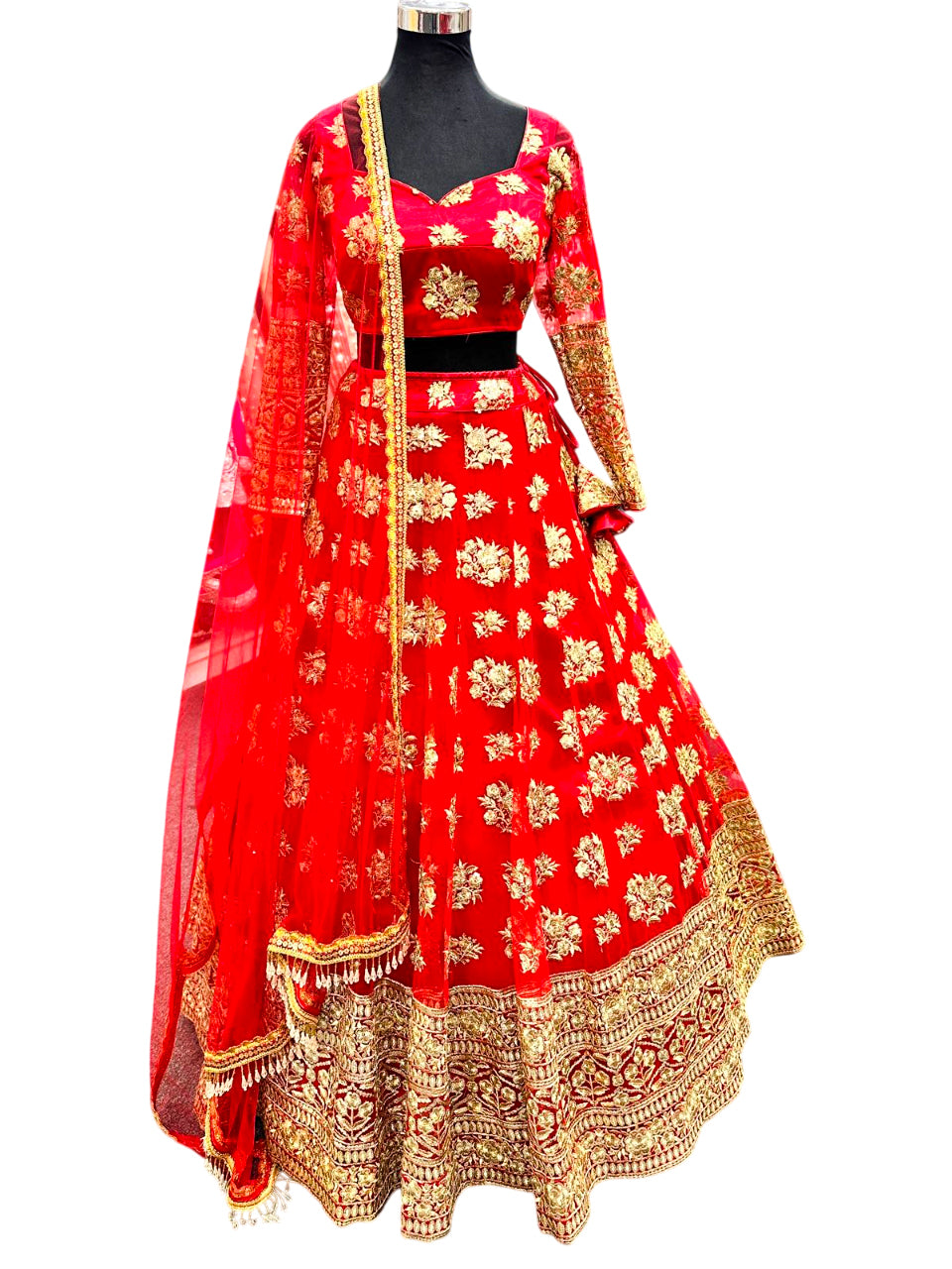 Lehenga Choli Golden-Red